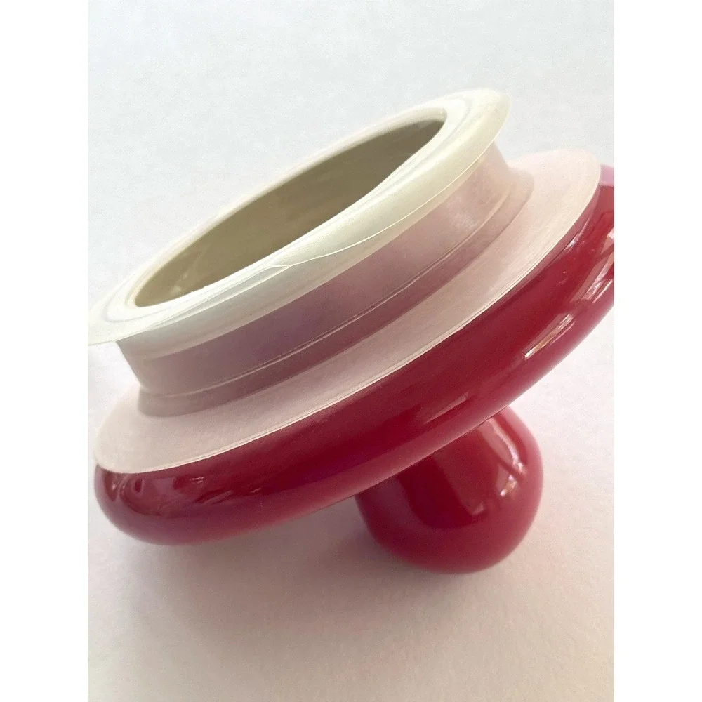 VTG MCM Clear Glass Apothecary Canister Ruby Red Ceramic Lid Cottagecore Style